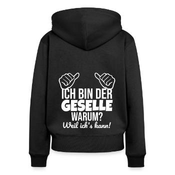 Gesellenbrief Abschluss Geselle 2022 - Frauen Premium Bio Zip Hoodie - Schwarz - Hinten - Julia (174cm)