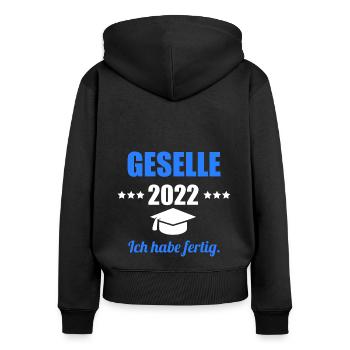 Gesellenbrief Abschluss Geselle 2022 - Frauen Premium Bio Zip Hoodie - Schwarz - Hinten - Julia (174cm)