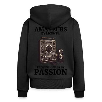 Vintage-Amateurfunk-Enthusiasten Amateure nach Lizenz - Frauen Premium Bio Zip Hoodie - Schwarz - Hinten - Julia (174cm)