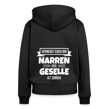 Gesellenbrief Abschluss Geselle 2022 - Frauen Premium Bio Zip Hoodie - Schwarz - Hinten - Julia (174cm)