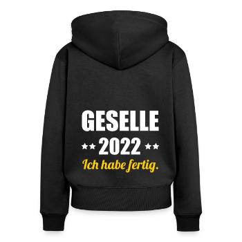 Gesellenbrief Abschluss Geselle 2022 - Frauen Premium Bio Zip Hoodie - Schwarz - Hinten - Julia (174cm)