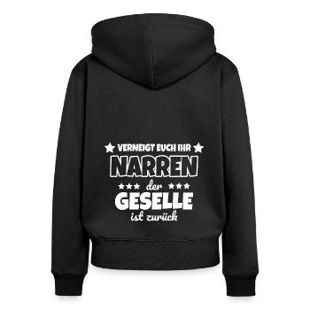 Gesellenbrief Abschluss Geselle 2022 - Frauen Premium Bio Zip Hoodie - Schwarz - Hinten - Julia (174cm)