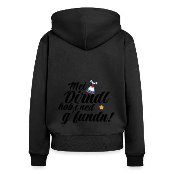 Dirndl | Mei Dirndl hob i ned g'fundn - Frauen Premium Bio Zip Hoodie - Schwarz - Hinten - Julia (174cm)