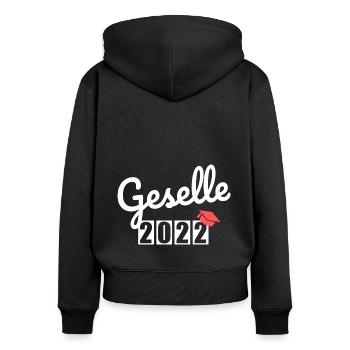Gesellenbrief Abschluss Geselle 2022 - Frauen Premium Bio Zip Hoodie - Schwarz - Hinten - Julia (174cm)