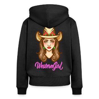 Western Girl - Women's Premium Organic Zip Hoodie - black - Back - Julia (174cm)