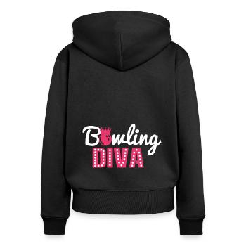 Bowling Diva - Keglerin kegeln Geschenk - Frauen Premium Bio Zip Hoodie - Schwarz - Hinten - Julia (174cm)