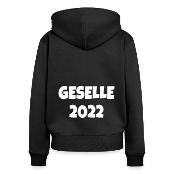 Gesellenbrief Abschluss Geselle 2022 - Frauen Premium Bio Zip Hoodie - Schwarz - Hinten - Julia (174cm)