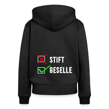 Gesellenbrief Abschluss Geselle 2022 - Frauen Premium Bio Zip Hoodie - Schwarz - Hinten - Julia (174cm)