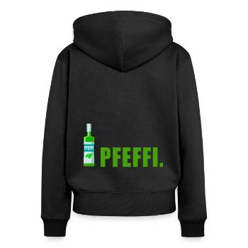 Pfefferminz Likör Pfeffi Vatertag Sauf - Frauen Premium Bio Zip Hoodie - Schwarz - Hinten - Julia (174cm)