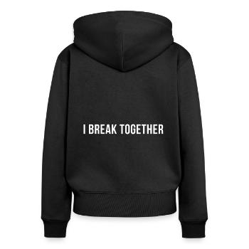 Je casse ensemble - Dire lettrage blanc - Sweat à capuche zippé Premium bio Femme - noir - Dos - Julia (174cm)