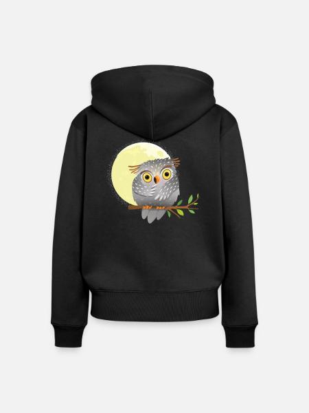 Süße Eule - Frauen Premium Bio Zip Hoodie - Schwarz