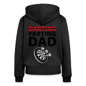 Darts Players Bullseye Fart Dad Fathers Day Funny - Women's Premium Organic Zip Hoodie - black - Back - Julia (174cm)
