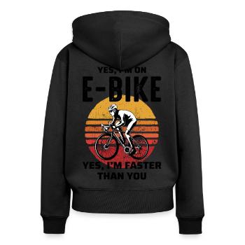 E-Bike Elektrofahrrad Fahrrad Radfahren Biker Mtb - Frauen Premium Bio Zip Hoodie - Schwarz - Hinten - Julia (174cm)