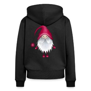 Wichtel Weihnachten - Frauen Premium Bio Zip Hoodie - Schwarz - Hinten - Julia (174cm)