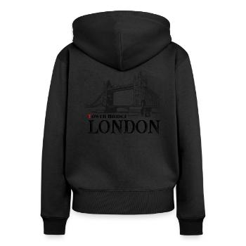 London - Tower Bridge - Frauen Premium Bio Zip Hoodie - Schwarz - Hinten - Julia (174cm)