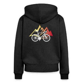 Rennrad - Frauen Premium Bio Zip Hoodie - Schwarz - Hinten - Julia (174cm)
