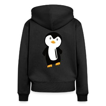 Pingouin animaux drôles d'animaux pour les enfants zoo mignon - Sweat à capuche zippé Premium bio Femme - noir - Dos - Julia (174cm)
