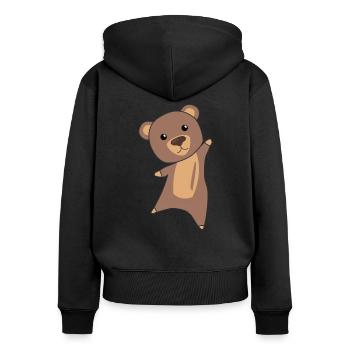 Ours ours ours mignon ours brun mignon ours - Sweat à capuche zippé Premium bio Femme - noir - Dos - Julia (174cm)