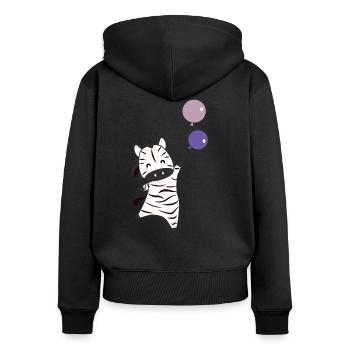 Le ballon zèbre fait voler des animaux amusants pour les enfants - Sweat à capuche zippé Premium bio Femme - noir - Dos - Julia (174cm)