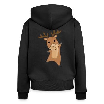 Rennes animaux de la forêt animaux mignons pour les enfants - Sweat à capuche zippé Premium bio Femme - noir - Dos - Julia (174cm)