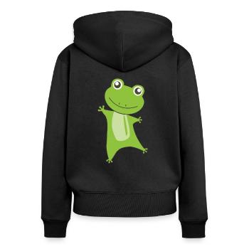 Frosch lustige Tiere süß grüne Frösche für Kinder - Sweat à capuche zippé Premium bio Femme - noir - Dos - Julia (174cm)