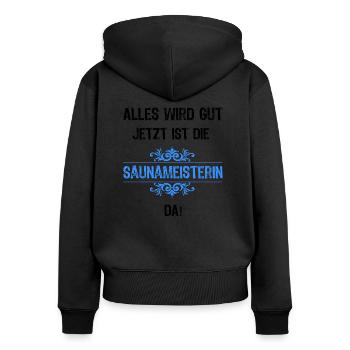Saunameisterin Saunameister Sauna Beruf Meister - Frauen Premium Bio Zip Hoodie - Schwarz - Hinten - Julia (174cm)