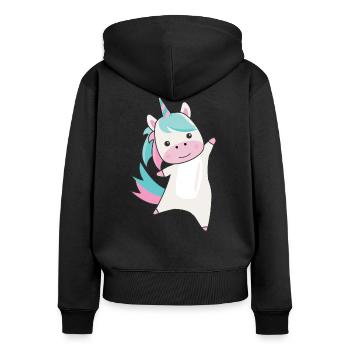Einhorn magische Einhörner pink kawaii Tiere - Frauen Premium Bio Zip Hoodie - Schwarz - Hinten - Julia (174cm)