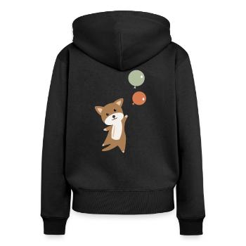 Chien vole avec des ballons vers le haut drôle animal - Sweat à capuche zippé Premium bio Femme - noir - Dos - Julia (174cm)