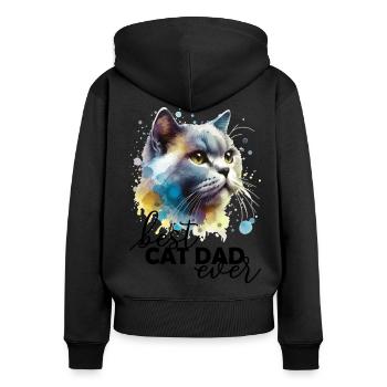 Best Cat Dad Bester Katzenpapa - Frauen Premium Bio Zip Hoodie - Schwarz - Hinten - Julia (174cm)