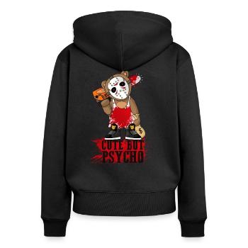 Mignon mais psychopathe avec tronçonneuse - Sweat à capuche zippé Premium bio Femme - noir - Dos - Julia (174cm)