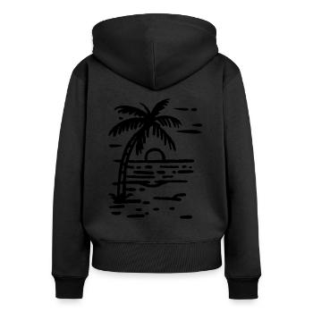 Beach palm tree at sunset - Women's Premium Organic Zip Hoodie - black - Back - Julia (174cm)