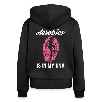 Aerobic Spruch Gymnastik Damen Mädchen Geschenk - Frauen Premium Bio Zip Hoodie - Schwarz - Hinten - Julia (174cm)