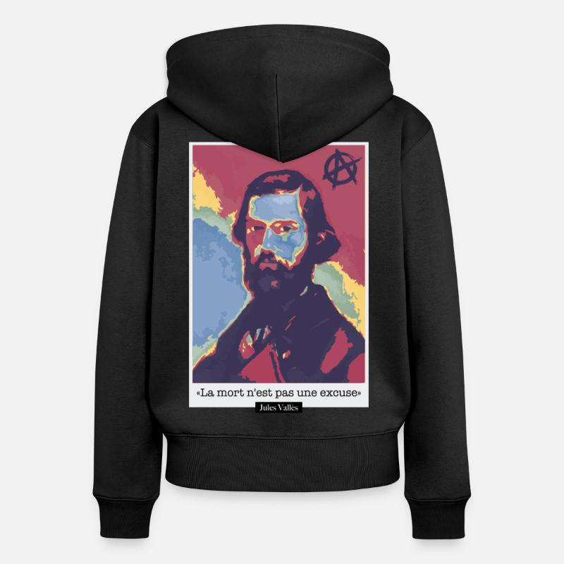 Jules Valles - Sweat à capuche zippé Premium bio Femme - noir