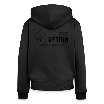 Mein Jahr 2022 als Bauherrin - Frauen Premium Bio Zip Hoodie - Schwarz - Hinten - Julia (174cm)