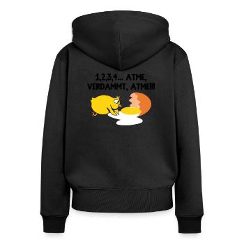 1, 2, 3, 4 Atme, verdammt, atme! Erste Hilfe - Frauen Premium Bio Zip Hoodie - Schwarz - Hinten - Julia (174cm)
