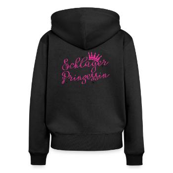Schlager Prinzessin - Frauen Premium Bio Zip Hoodie - Schwarz - Hinten - Julia (174cm)