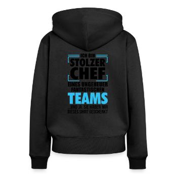 Ich bin stolzer Chef eines ungeheuer fantastischen - Frauen Premium Bio Zip Hoodie - Schwarz - Hinten - Julia (174cm)