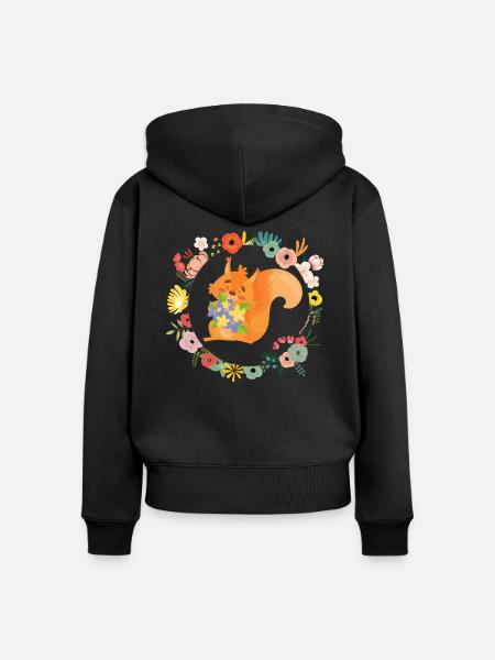 Eichhörnchen - Frauen Premium Bio Zip Hoodie - Schwarz
