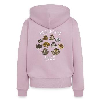 Pilzsammler Pilz sammeln Pilzjäger Geschenk - Frauen Premium Bio Zip Hoodie - Altrosa - Hinten - Julia (174cm)
