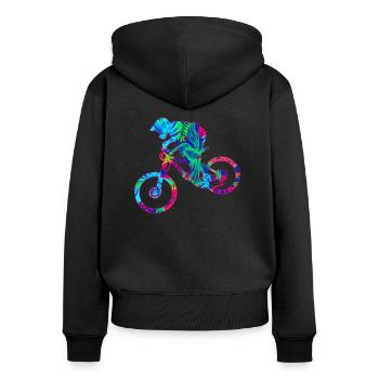 Tropical Mountainbike Downhill Freeride - Frauen Premium Bio Zip Hoodie - Schwarz - Hinten - Julia (174cm)