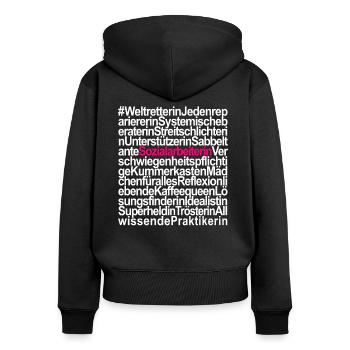 Sozialarbeiterin Sozialpädagogin Pädagogik - Frauen Premium Bio Zip Hoodie - Schwarz - Hinten - Julia (174cm)