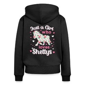 Just a Girl who loves Shettys Pony Pferde Geschenk - Frauen Premium Bio Zip Hoodie - Schwarz - Hinten - Julia (174cm)