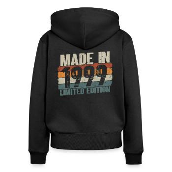Jahrgang 1999 geboren 22 Geburtstag - Frauen Premium Bio Zip Hoodie - Schwarz - Hinten - Julia (174cm)