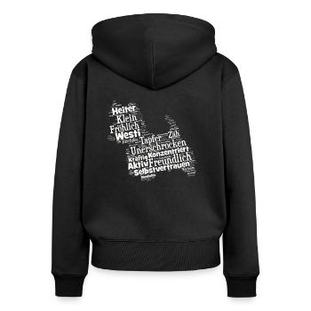 West Highland Terrier Wordcloud - Frauen Premium Bio Zip Hoodie - Schwarz - Hinten - Julia (174cm)