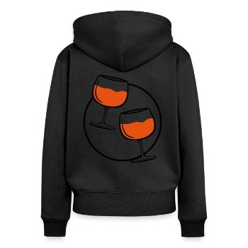 cercle de verre de vin rouge - Sweat à capuche zippé Premium bio Femme - noir - Dos - Julia (174cm)