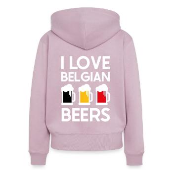 I love Belgian beers - Frauen Premium Bio Zip Hoodie - Altrosa - Hinten - Julia (174cm)