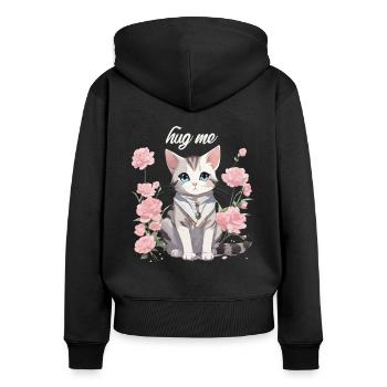 Squeeze Me Cat - Women's Premium Organic Zip Hoodie - black - Back - Julia (174cm)