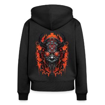 Tech Oni Mask - Frauen Premium Bio Zip Hoodie - Schwarz - Hinten - Julia (174cm)