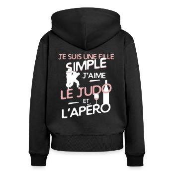 Judo - une fille simple - Sweat à capuche zippé Premium bio Femme - noir - Dos - Julia (174cm)