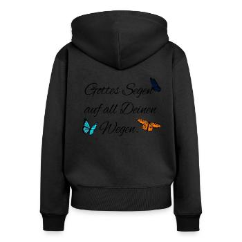 Gottes Segen Segensspruch Taufe Hochzeit Gläubige - Frauen Premium Bio Zip Hoodie - Schwarz - Hinten - Julia (174cm)